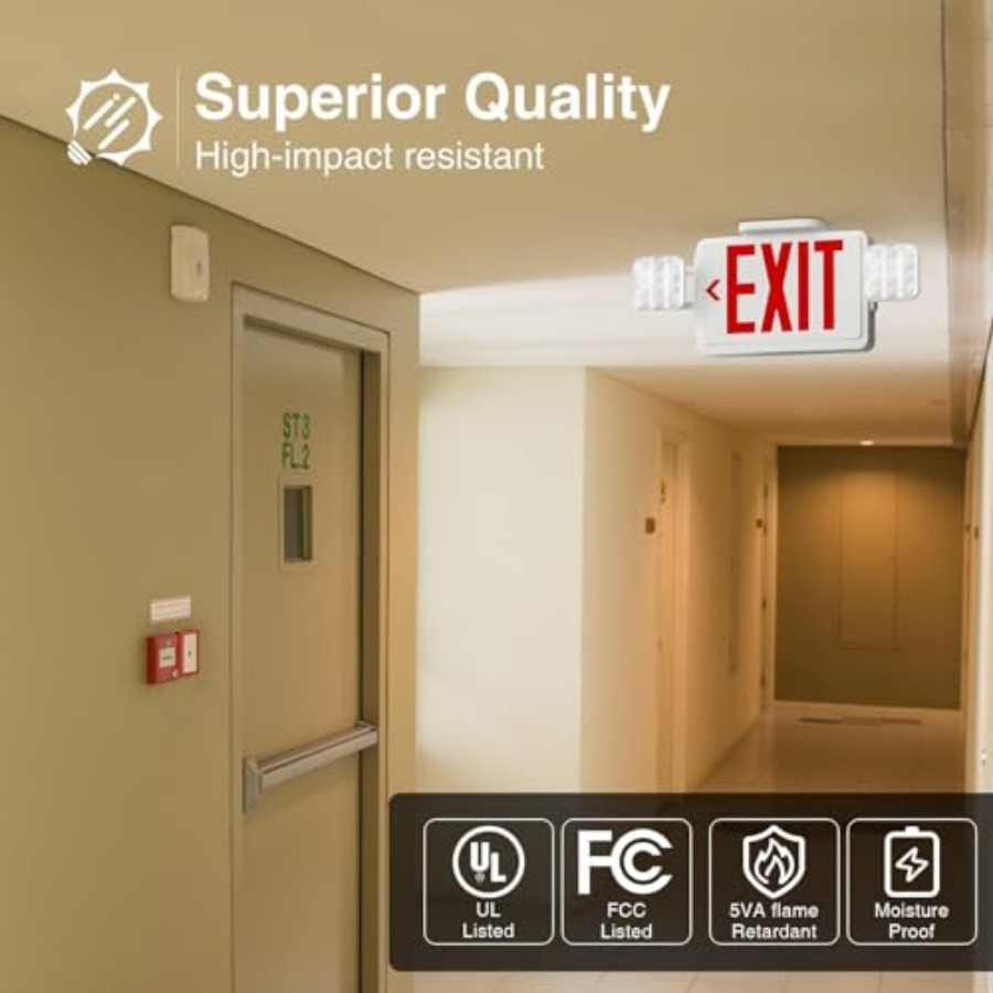 لافتة خروج LED مع أضواء طوارئ، - مراجعة Emergency Exit Sign وسعره