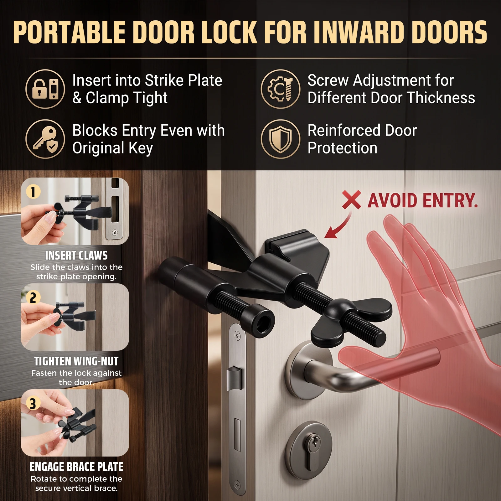 قفل باب محمول، جهاز إنذار بقوة - مراجعة Door Stop Alarm وسعره